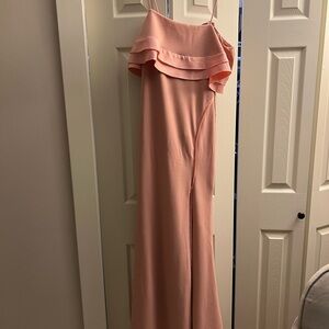 Lulus pink bodycon maxi bridesmaid dress